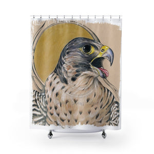 Peregrine Falcon Golden Sun Ink Art Shower Curtain 71 × 74 Home Decor