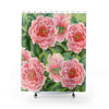 Pink Peonies On Green Chic Vintage Art Shower Curtain 71X74 Home Decor