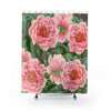 Pink Peonies On Grey Chic Vintage Art Shower Curtain 71X74 Home Decor