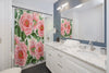 Pink Peonies On White Chic Vintage Art Shower Curtain Home Decor