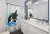 Playful Baby Orca Whale Watercolor Art Shower Curtain Home Decor
