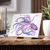 Purple Octopus Dance Ink On White Art Ceramic Photo Tile 6 × 8 / Glossy Home Decor