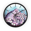 Purple Teal Octopus Tentacles Watercolor Art Wall Clock Black / 10 Home Decor