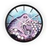 Purple Teal Octopus Tentacles Watercolor Art Wall Clock Black / White 10 Home Decor