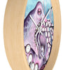 Purple Teal Octopus Tentacles Watercolor Art Wall Clock Home Decor