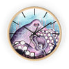 Purple Teal Octopus Tentacles Watercolor Art Wall Clock Home Decor