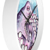 Purple Teal Octopus Tentacles Watercolor Art Wall Clock Home Decor