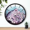 Purple Teal Octopus Tentacles Watercolor Art Wall Clock Home Decor