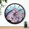 Purple Teal Octopus Tentacles Watercolor Art Wall Clock Home Decor