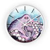 Purple Teal Octopus Tentacles Watercolor Art Wall Clock White / 10 Home Decor