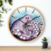 Purple Teal Octopus Tentacles Watercolor Art Wall Clock Wooden / Black 10 Home Decor