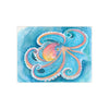 Rainbow Blue Octopus Tentacles Watercolor Art Ceramic Photo Tile Home Decor