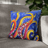 Rainbow Octopus Kraken Tentacles Acrylic Art Spun Polyester Square Pillow Case 16 × Home Decor