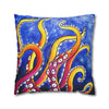 Rainbow Octopus Kraken Tentacles Acrylic Art Spun Polyester Square Pillow Case Home Decor