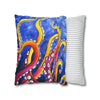 Rainbow Octopus Kraken Tentacles Acrylic Art Spun Polyester Square Pillow Case Home Decor