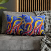 Rainbow Octopus Kraken Tentacles Acrylic Art Spun Polyester Square Pillow Case Home Decor