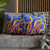 Rainbow Octopus Kraken Tentacles Acrylic Art Spun Polyester Square Pillow Case Home Decor