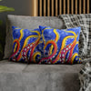 Rainbow Octopus Kraken Tentacles Acrylic Art Spun Polyester Square Pillow Case Home Decor