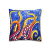 Rainbow Octopus Kraken Tentacles Acrylic Art Spun Polyester Square Pillow Case Home Decor