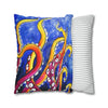 Rainbow Octopus Kraken Tentacles Acrylic Art Spun Polyester Square Pillow Case Home Decor