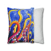 Rainbow Octopus Kraken Tentacles Acrylic Art Spun Polyester Square Pillow Case Home Decor