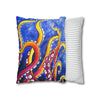 Rainbow Octopus Kraken Tentacles Acrylic Art Spun Polyester Square Pillow Case Home Decor