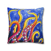 Rainbow Octopus Kraken Tentacles Acrylic Art Spun Polyester Square Pillow Case Home Decor