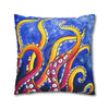 Rainbow Octopus Kraken Tentacles Acrylic Art Spun Polyester Square Pillow Case Home Decor