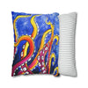 Rainbow Octopus Kraken Tentacles Acrylic Art Spun Polyester Square Pillow Case Home Decor