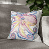 Rainbow Octopus Kraken Tentacles Ink White Art Spun Polyester Square Pillow Case 16 × Home Decor