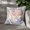 Rainbow Octopus Kraken Tentacles Ink White Art Spun Polyester Square Pillow Case 18 × Home Decor