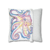 Rainbow Octopus Kraken Tentacles Ink White Art Spun Polyester Square Pillow Case Home Decor