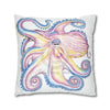 Rainbow Octopus Kraken Tentacles Ink White Art Spun Polyester Square Pillow Case Home Decor