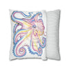 Rainbow Octopus Kraken Tentacles Ink White Art Spun Polyester Square Pillow Case Home Decor