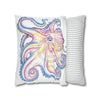 Rainbow Octopus Kraken Tentacles Ink White Art Spun Polyester Square Pillow Case Home Decor