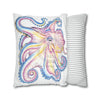 Rainbow Octopus Kraken Tentacles Ink White Art Spun Polyester Square Pillow Case Home Decor