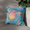Rainbow Octopus Orange Watercolor Art Spun Polyester Square Pillow Case 14 × Home Decor