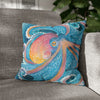 Rainbow Octopus Orange Watercolor Art Spun Polyester Square Pillow Case 16 × Home Decor