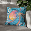 Rainbow Octopus Orange Watercolor Art Spun Polyester Square Pillow Case 18 × Home Decor