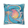 Rainbow Octopus Orange Watercolor Art Spun Polyester Square Pillow Case Home Decor