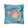 Rainbow Octopus Orange Watercolor Art Spun Polyester Square Pillow Case Home Decor