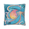 Rainbow Octopus Orange Watercolor Art Spun Polyester Square Pillow Case Home Decor