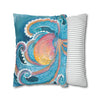 Rainbow Octopus Orange Watercolor Art Spun Polyester Square Pillow Case Home Decor