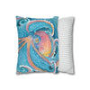 Rainbow Octopus Orange Watercolor Art Spun Polyester Square Pillow Case Home Decor