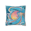 Rainbow Octopus Orange Watercolor Art Spun Polyester Square Pillow Case Home Decor