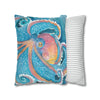 Rainbow Octopus Orange Watercolor Art Spun Polyester Square Pillow Case Home Decor