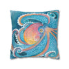 Rainbow Octopus Orange Watercolor Art Spun Polyester Square Pillow Case Home Decor