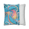 Rainbow Octopus Orange Watercolor Art Spun Polyester Square Pillow Case Home Decor