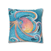 Rainbow Octopus Orange Watercolor Art Spun Polyester Square Pillow Case Home Decor