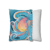 Rainbow Octopus Orange Watercolor Art Spun Polyester Square Pillow Case Home Decor